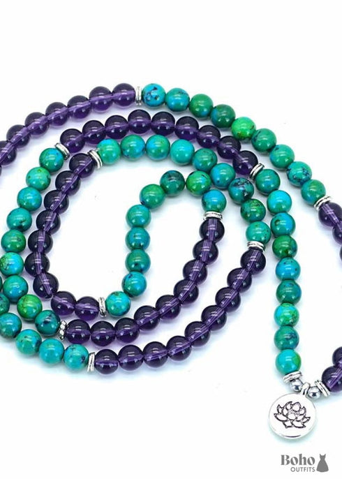 Collar bohemio de yoga y meditación espiritual de loto